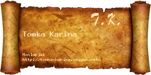 Tomka Karina névjegykártya